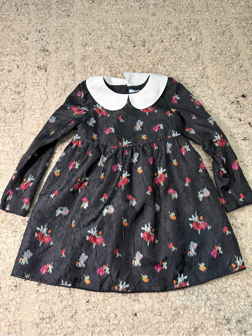 Hill House Black Floral Dress with White Peter Pan Collar